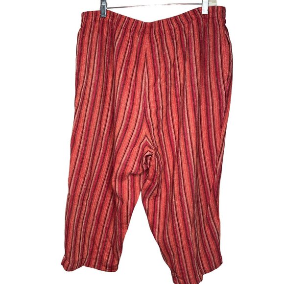 Sag Harbor women’s 1X capris striped elastic waist wide leg colorful pocket - Picture 4 of 12